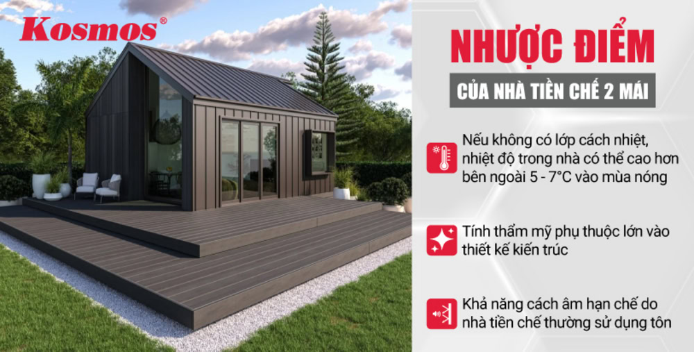 3 hạn chế khi sử dụng nhà lắp ghép 2 mái