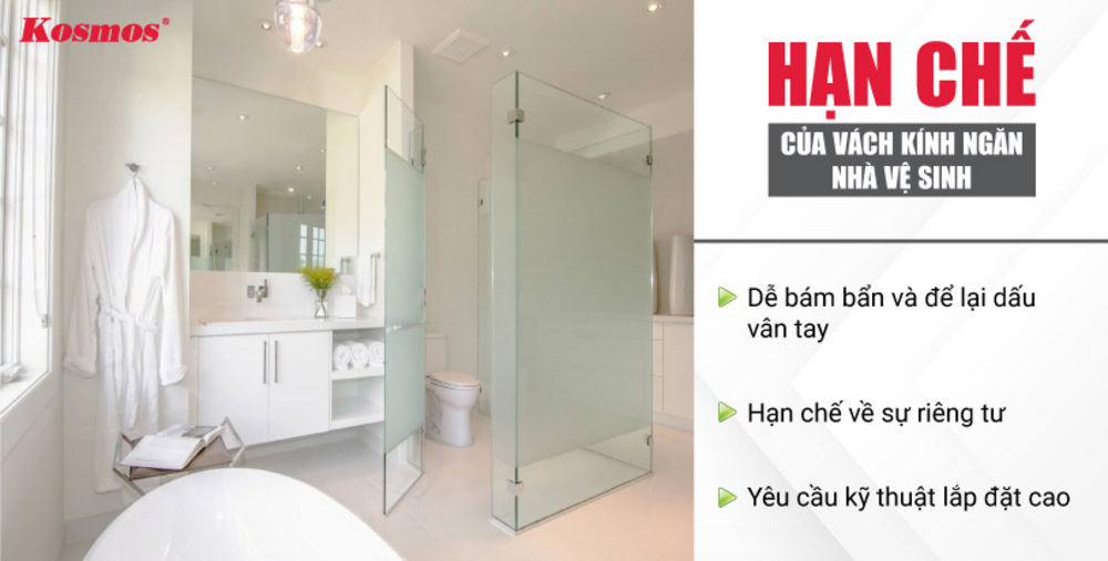 3 nhược điểm chính của vách kính ngăn nhà vệ sinh