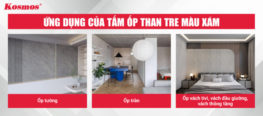 3 ứng dụng của tấm ốp đa năng than tre màu xám