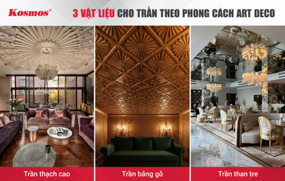 3 vật liệu cho trần theo phong cách Art Deco