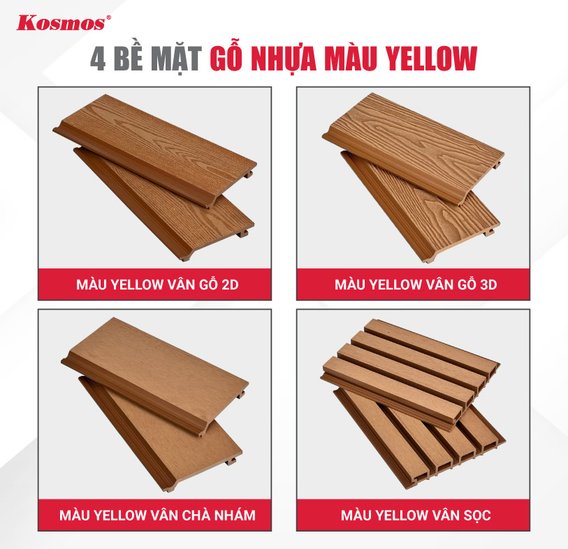4 bề mặt gỗ nhựa màu yellow