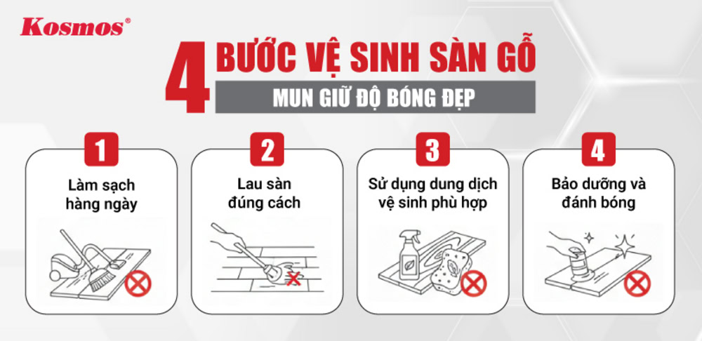 4 bước vệ sinh sàn gỗ Mun giữ độ bóng đẹp