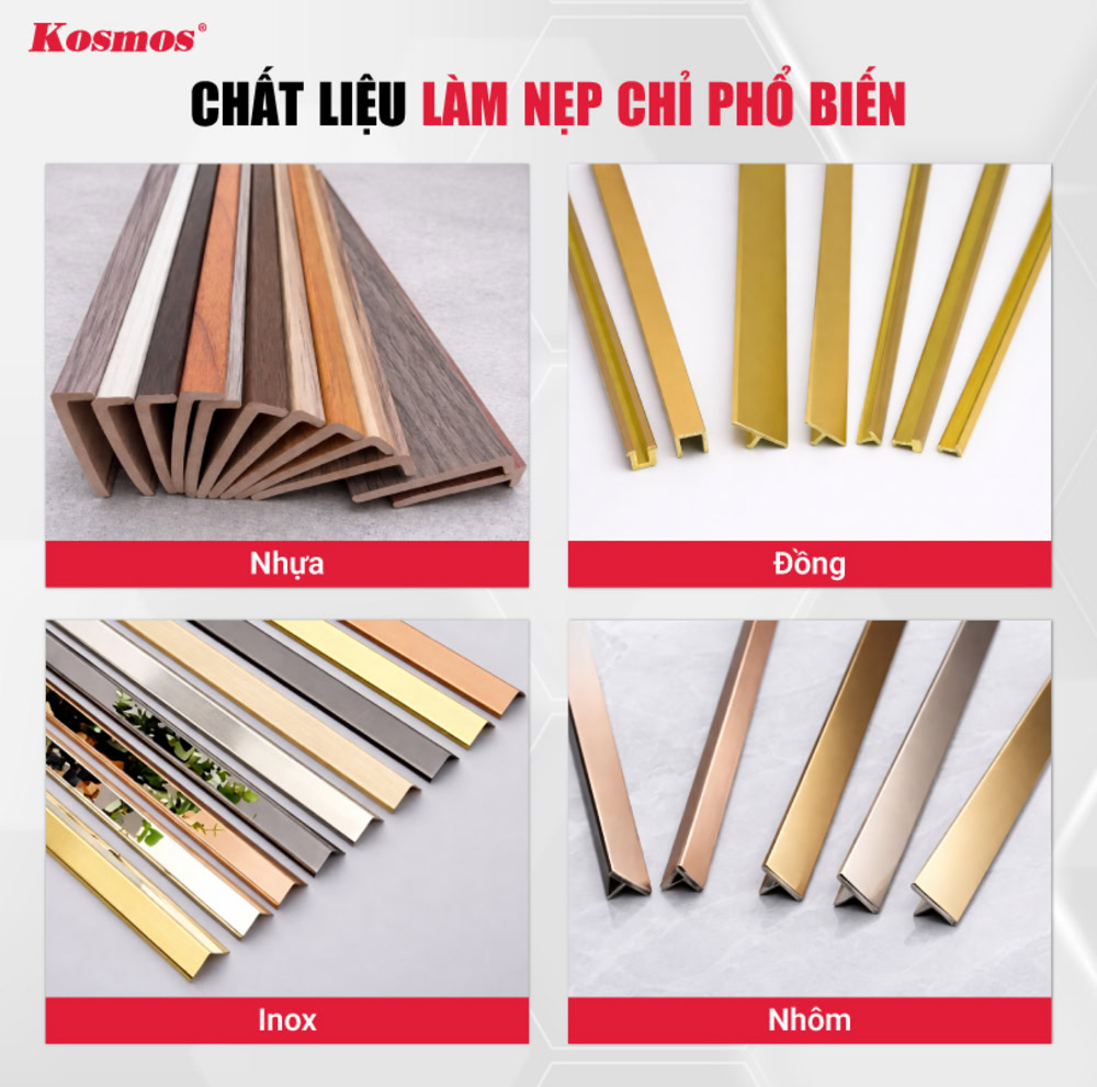 4 chất liệu làm nẹp chỉ thông dụng