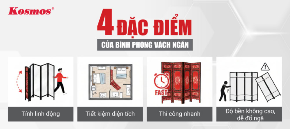 4 đặc điểm của bình phong vách ngăn