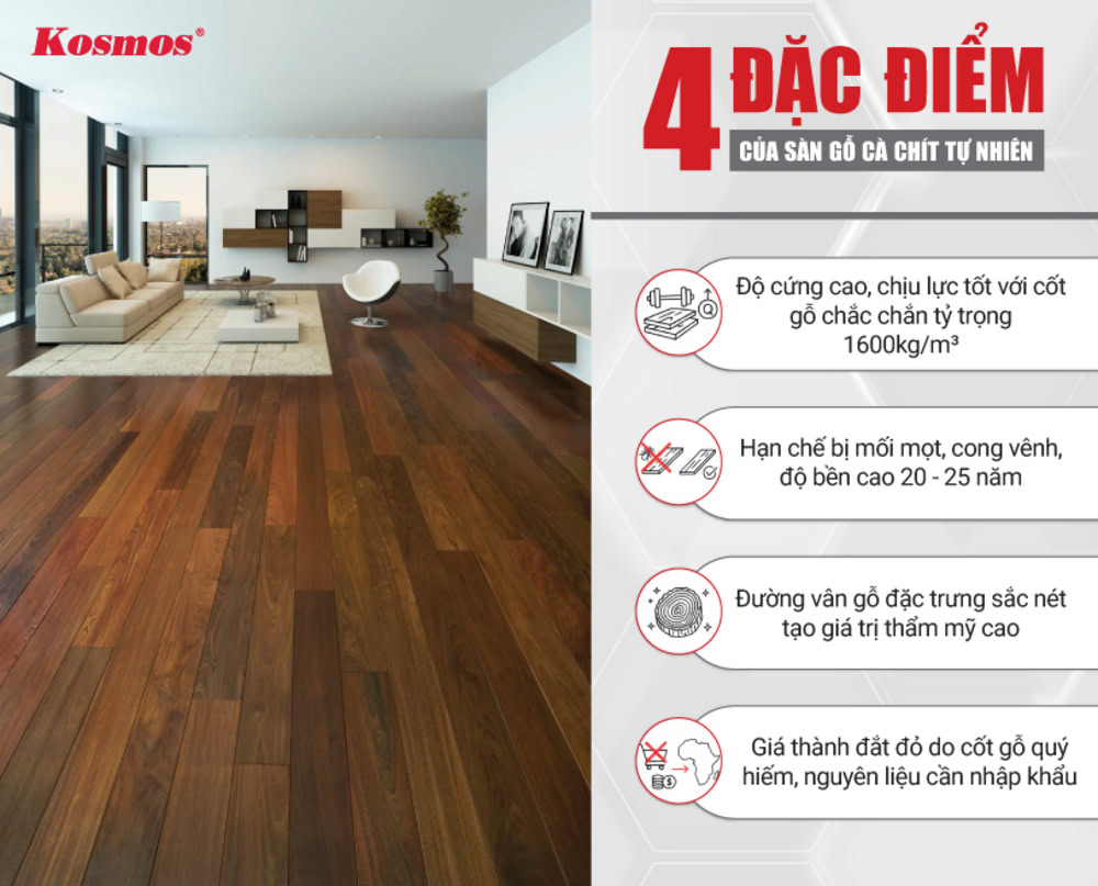 4 đặc điểm của sàn gỗ Cà Chít tự nhiên