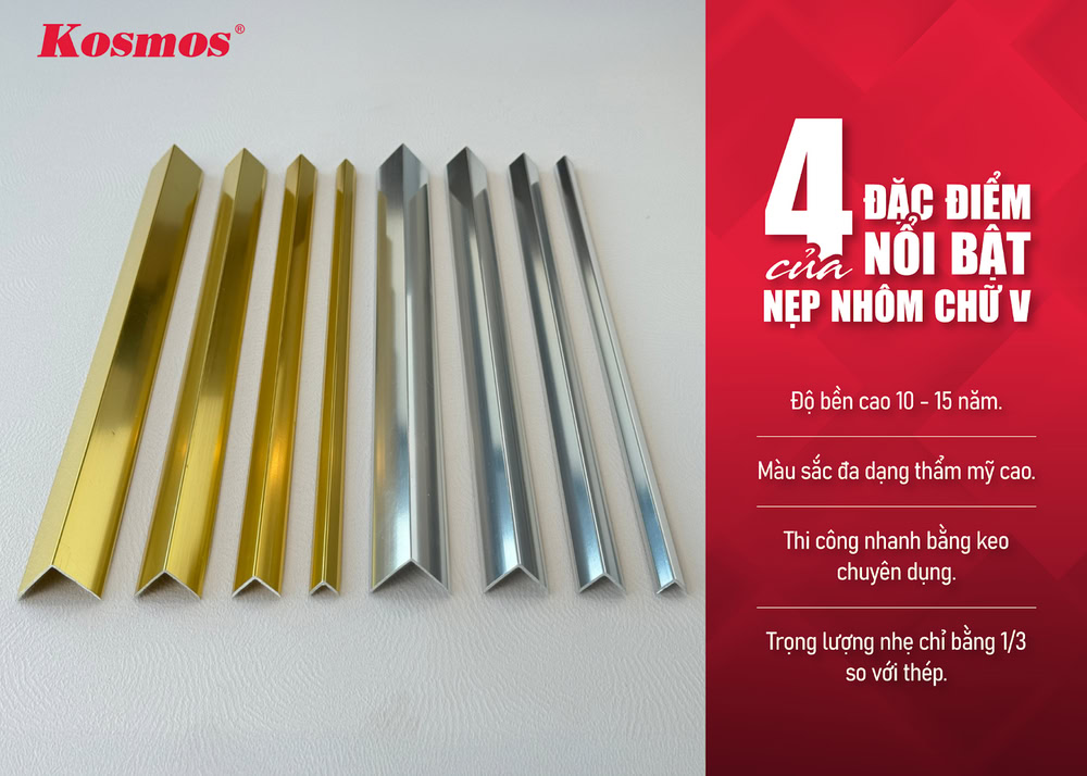 4 đặc điểm nổi bật của nẹp V nhôm