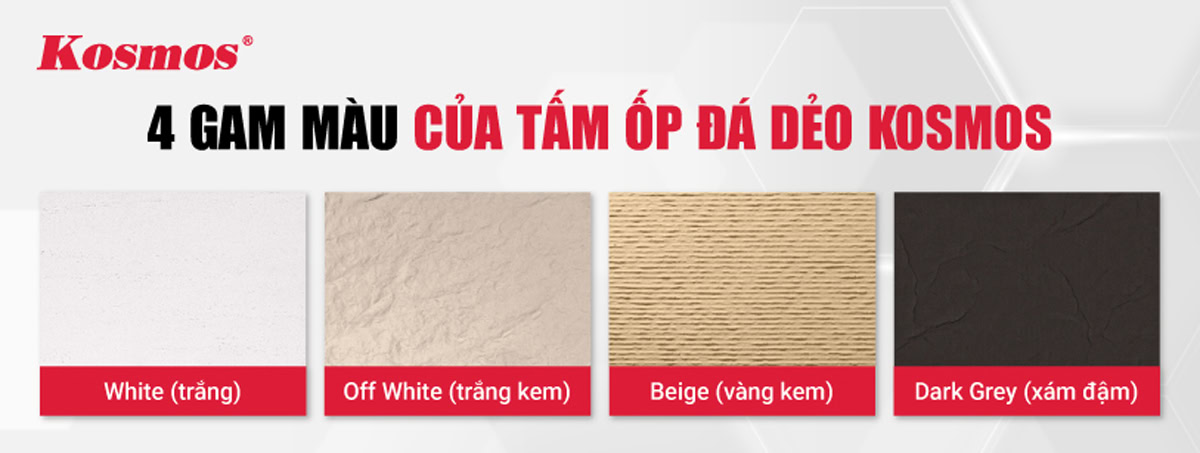 4 gam màu của tấm ốp đá dẻo Kosmos