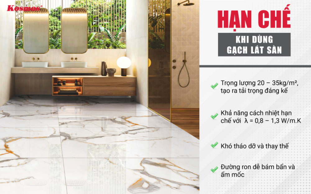 4 hạn chế cần lưu ý khi lựa chọn thiết kế sàn gạch