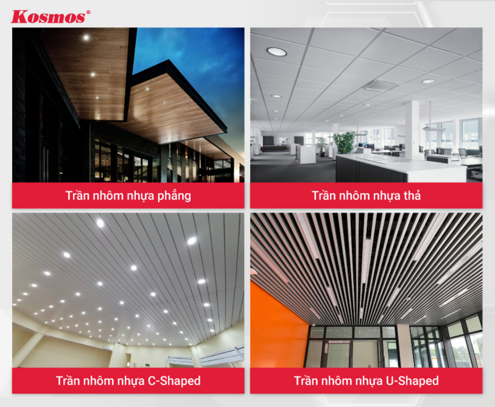 4 kiểu thiết kế trần nhà bằng tấm nhôm nhựa alu