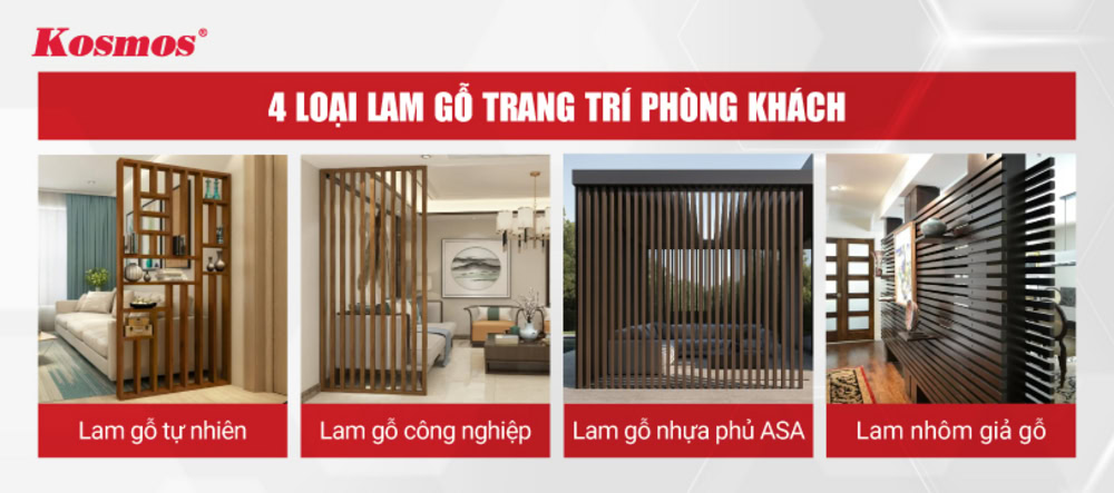 4 loại lam gỗ trang trí phòng khách