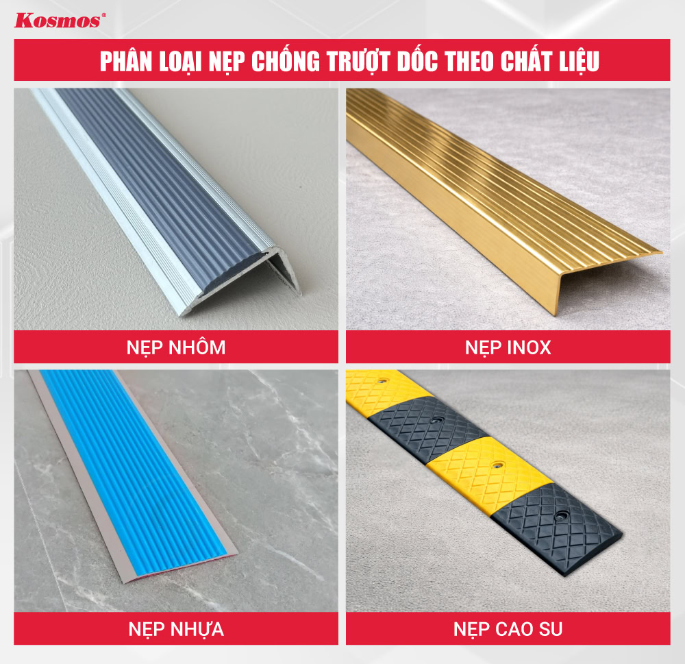 4 loại nẹp chống trượt dốc theo chất liệu