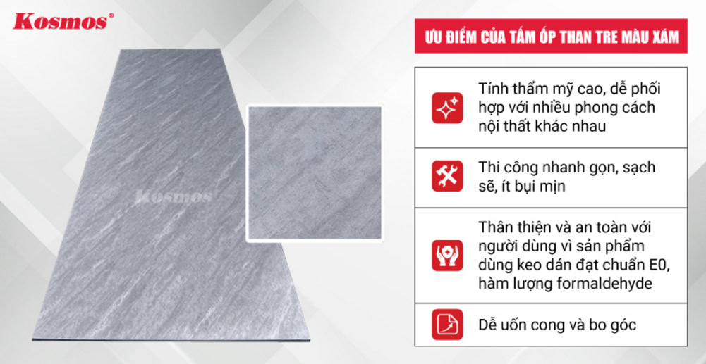 4 lợi ích khi sử dụng tấm ốp than tre màu xám