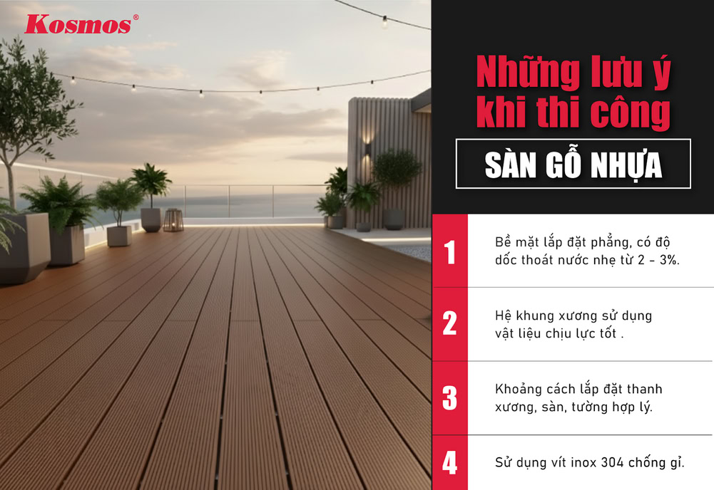 4 lưu ý khi thi công sàn gỗ nhựa composite ngoài trời 4 lưu ý khi thi công sàn gỗ nhựa composite ngoài trời