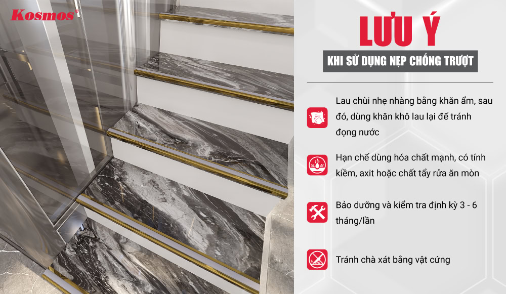 4 lưu ý quan trọng khi sử dụng nẹp chống trượt