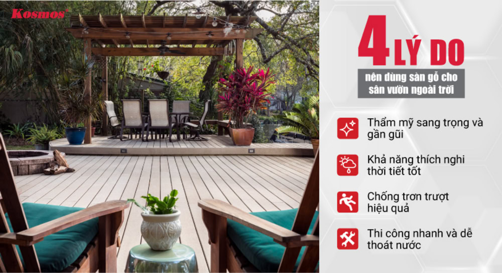 4 lý do nên lót sàn gỗ nhựa cho sân vườn