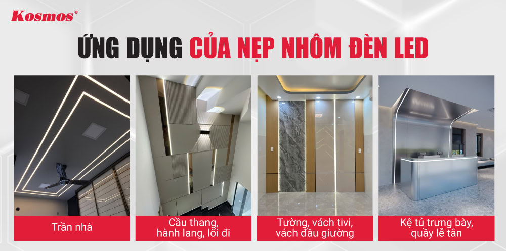 4 ứng dụng phổ biến của nẹp nhôm đèn LED