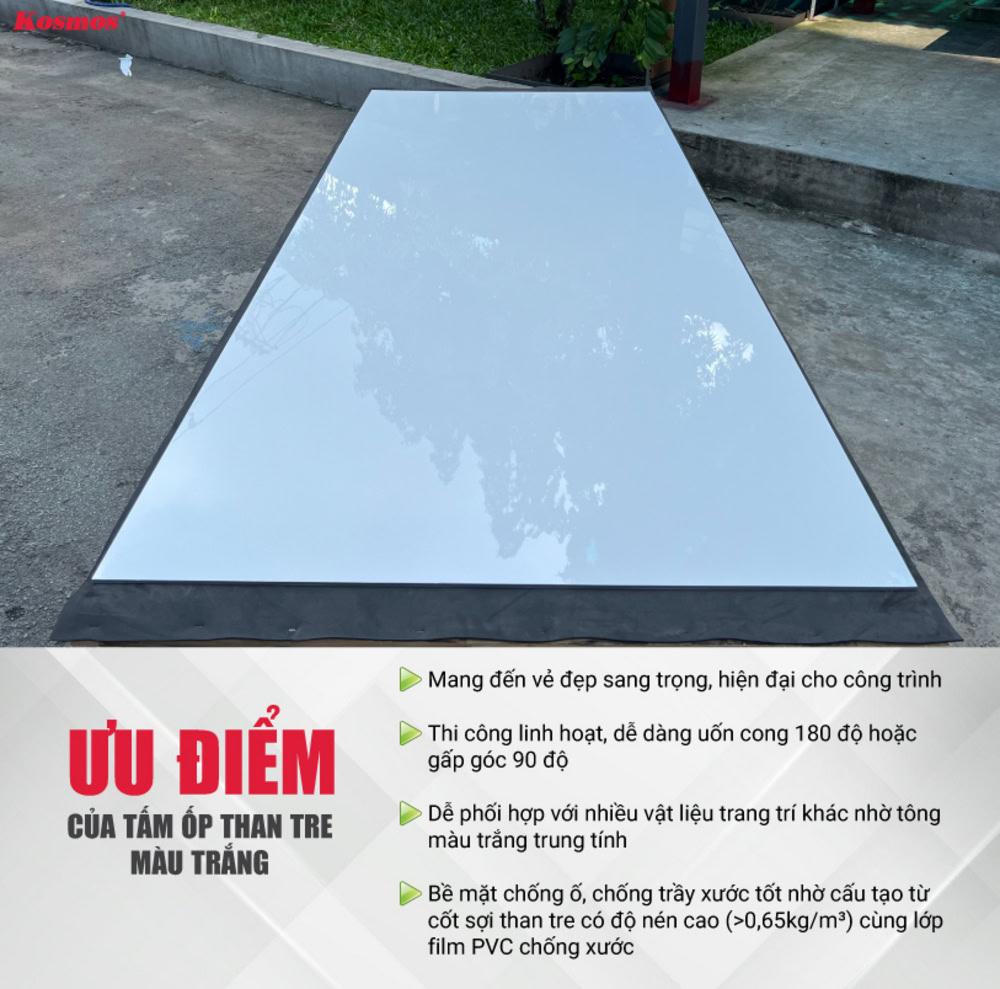 4 ưu điểm nổi bật của tấm ốp than tre màu trắng