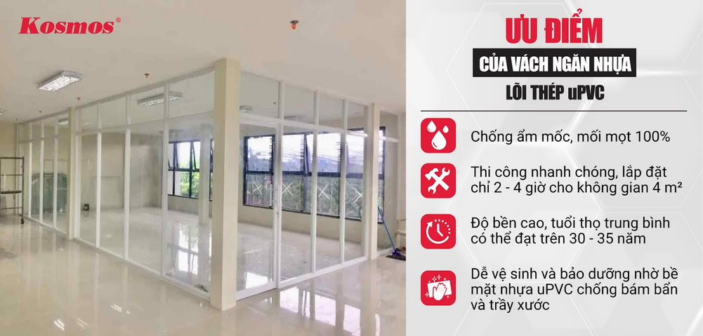 4 ưu điểm tối ưu khi sử dụng vách ngăn nhựa lõi thép