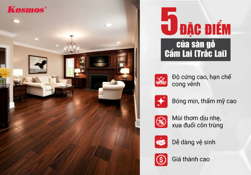 5 đặc điểm của sàn gỗ Cẩm Lai (Trắc Lai)