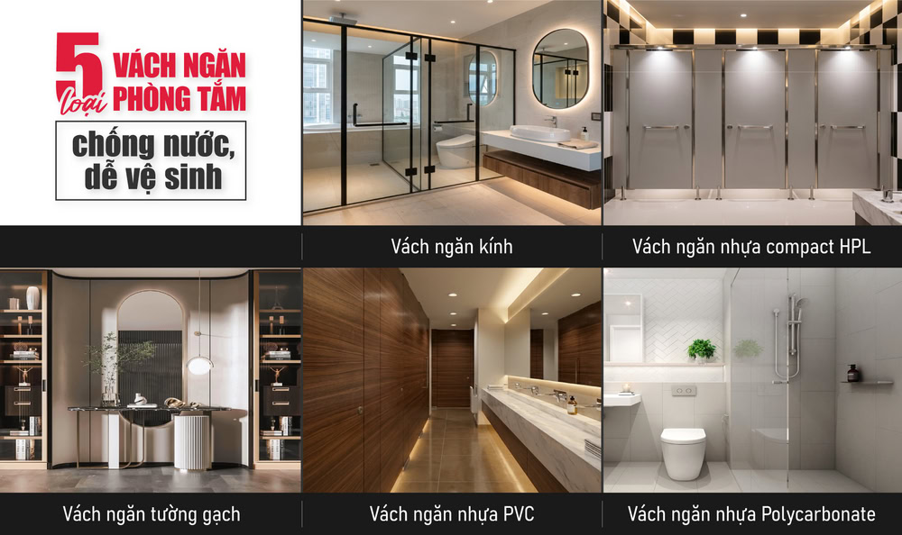 5 dòng vách ngăn phòng tắm chống nước, dễ vệ sinh
