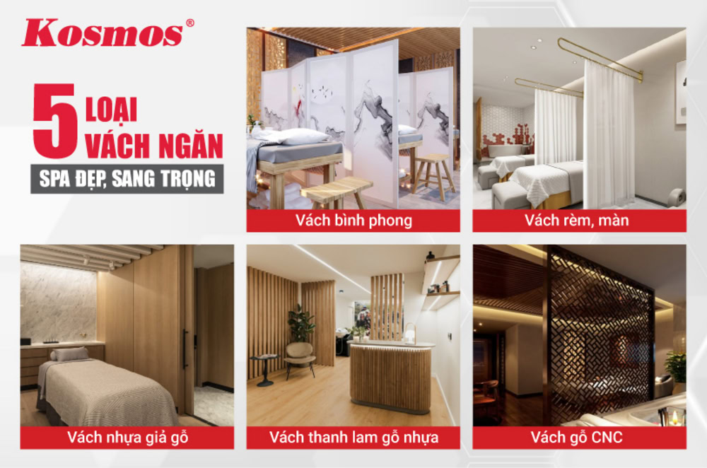 5 dòng vách ngăn spa đẹp, phổ biến
