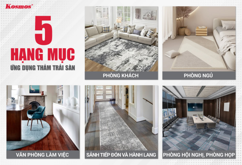 5 loại công trình ứng dụng thảm trải sàn 5 loại công trình ứng dụng thảm trải sàn
