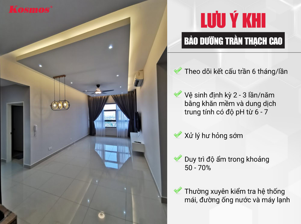5 lưu ý khi bảo dưỡng trần thạch cao