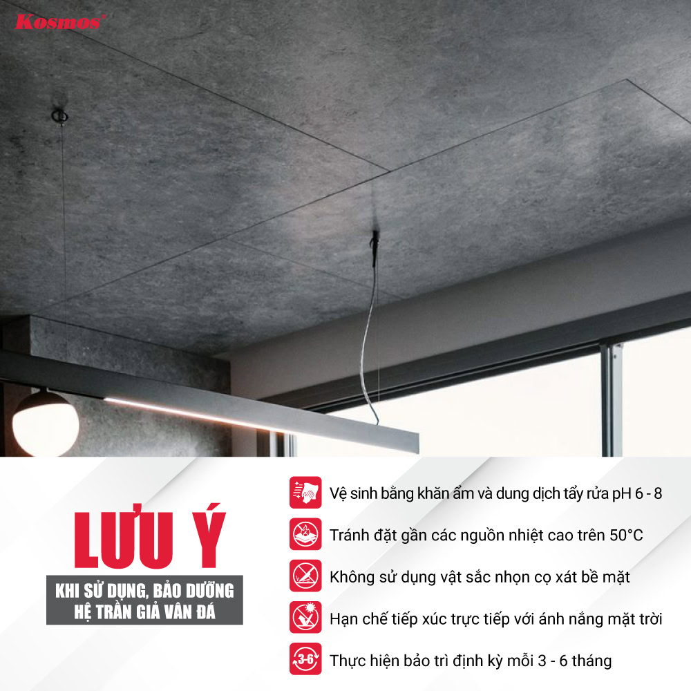 5 lưu ý khi sử dụng, bảo dưỡng hệ trần giả vân đá