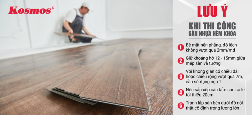 5 lưu ý khi thi công sàn nhựa hèm khóa