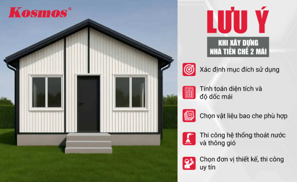 5 lưu ý khi xây dựng nhà lắp ghép 2 mái