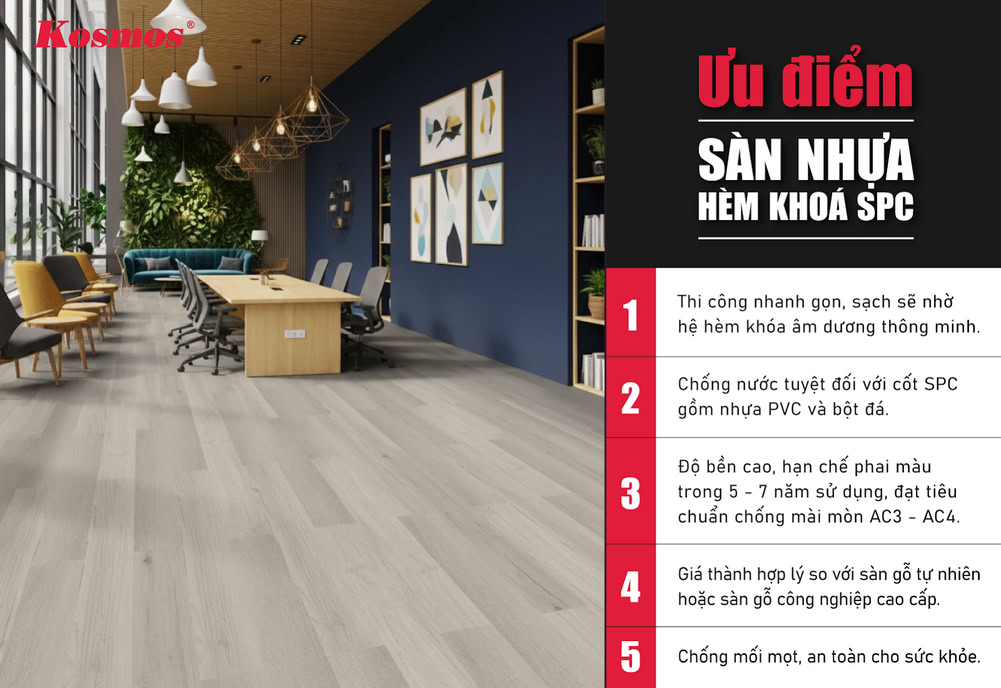 5 ưu điểm nổi bật của dòng sàn nhựa SPC tích hợp hèm khóa 5 ưu điểm nổi bật của dòng sàn nhựa SPC tích hợp hèm khóa