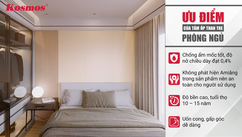 5 ưu điểm nổi bật của tấm ốp than tre phòng ngủ