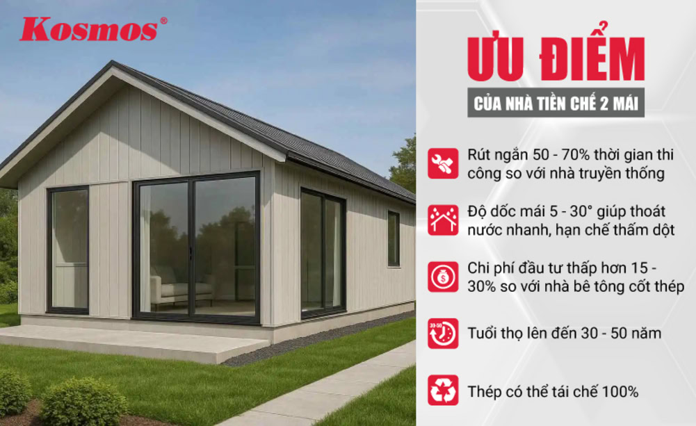5 ưu điểm nổi bật khi sử dụng nhà tiền chế 2 mái