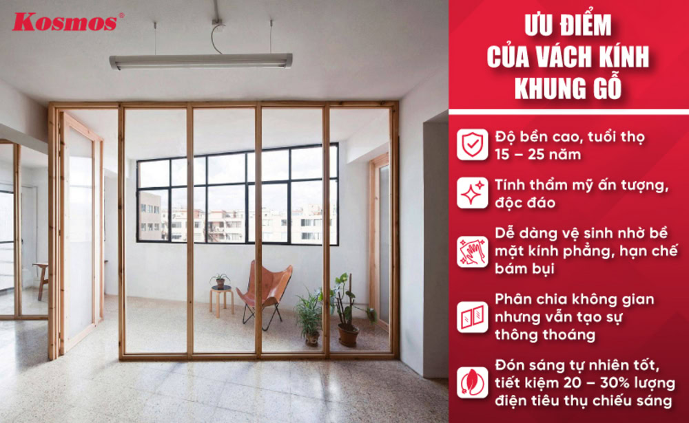 5 ưu điểm ưu việt của vách kính khung gỗ