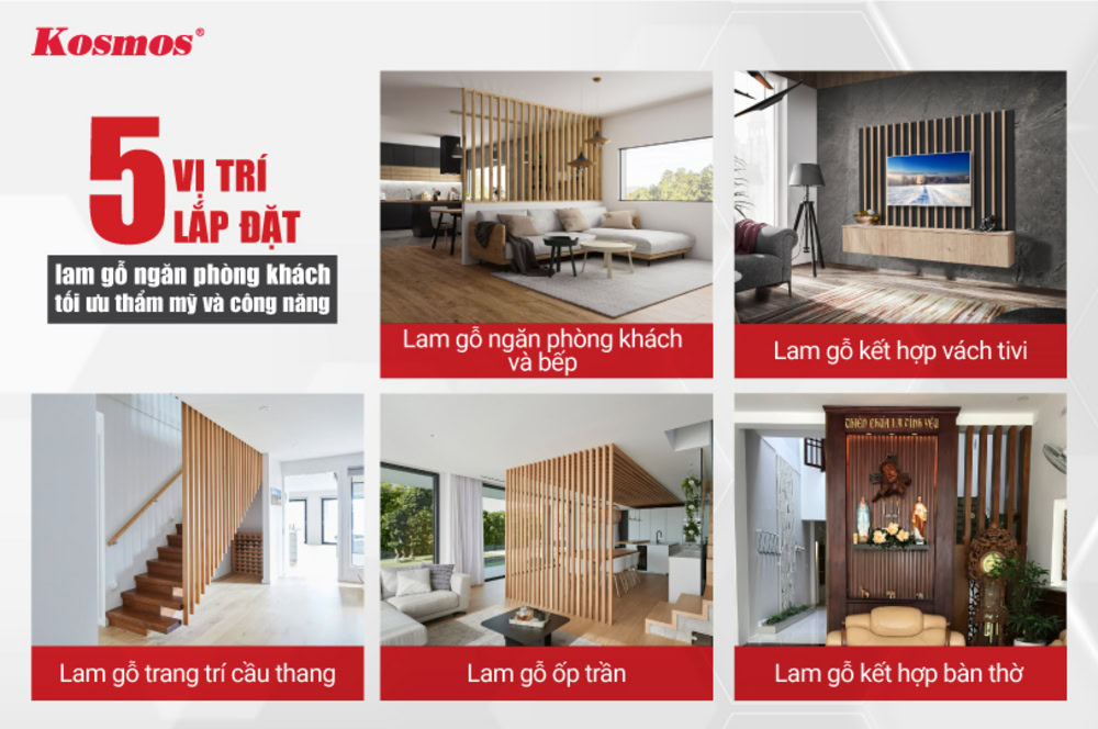 5 vị trí lắp đặt lam gỗ ngăn phòng khách tối ưu thẩm mỹ và công năng