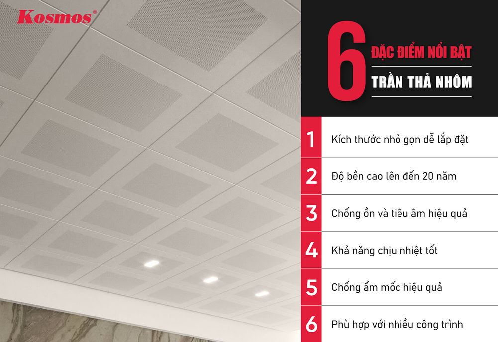 6 đặc điểm nổi bật của trần thả nhôm 6 đặc điểm nổi bật của trần thả nhôm