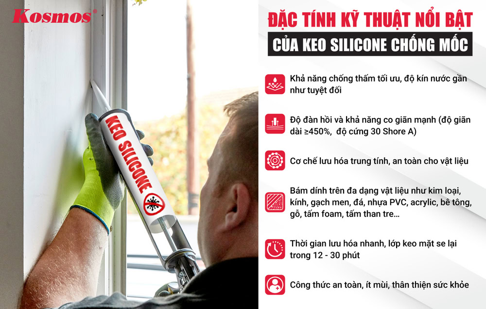 6 đặc tính kỹ thuật nổi bật của keo silicone chống mốc