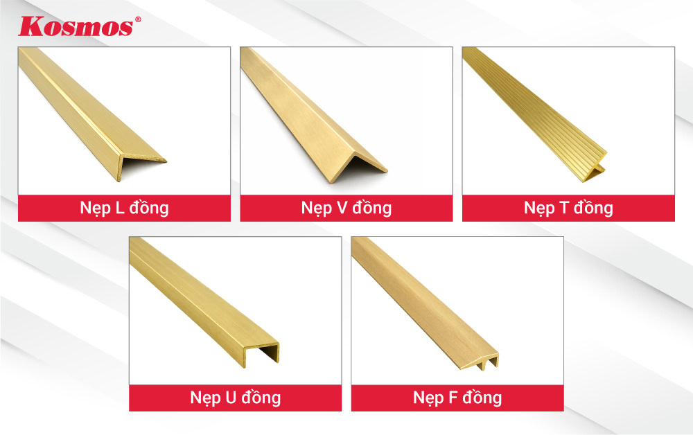 6 dòng nẹp nội thất trang trí làm từ đồng