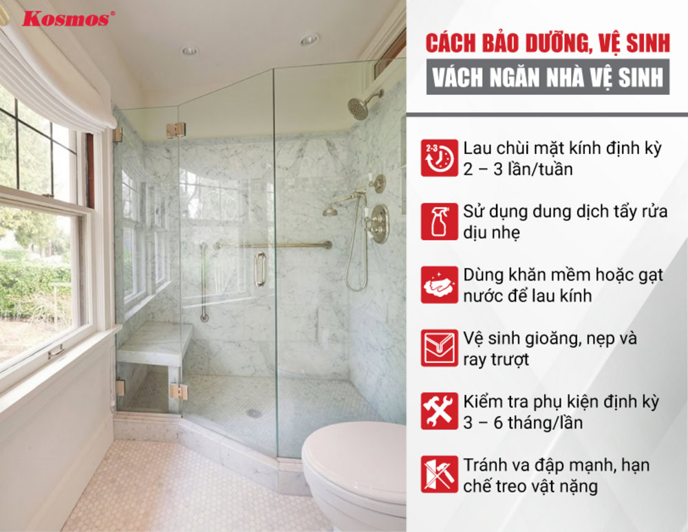 6 lưu ý khi bảo dưỡng, vệ sinh vách ngăn nhà vệ sinh