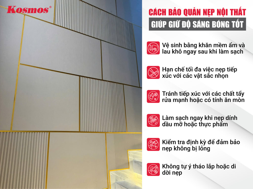 6 lưu ý khi bảo quản nẹp nội thất khi sử dụng