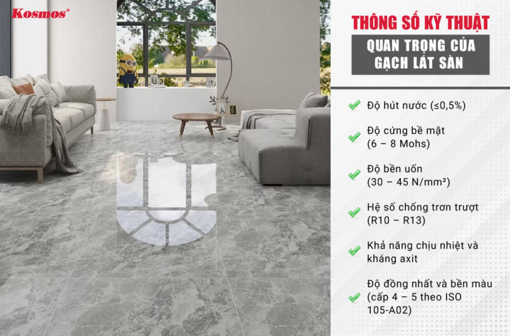 6 thông số kỹ thuật quan trọng của sàn gạch