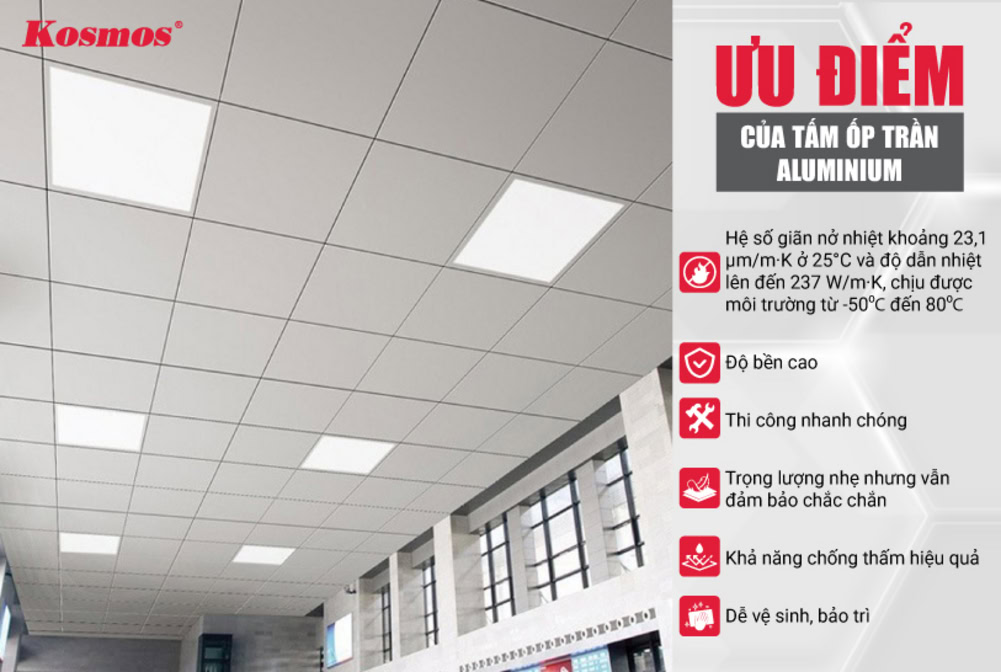 6 ưu điểm tối ưu của tấm ốp trần aluminium