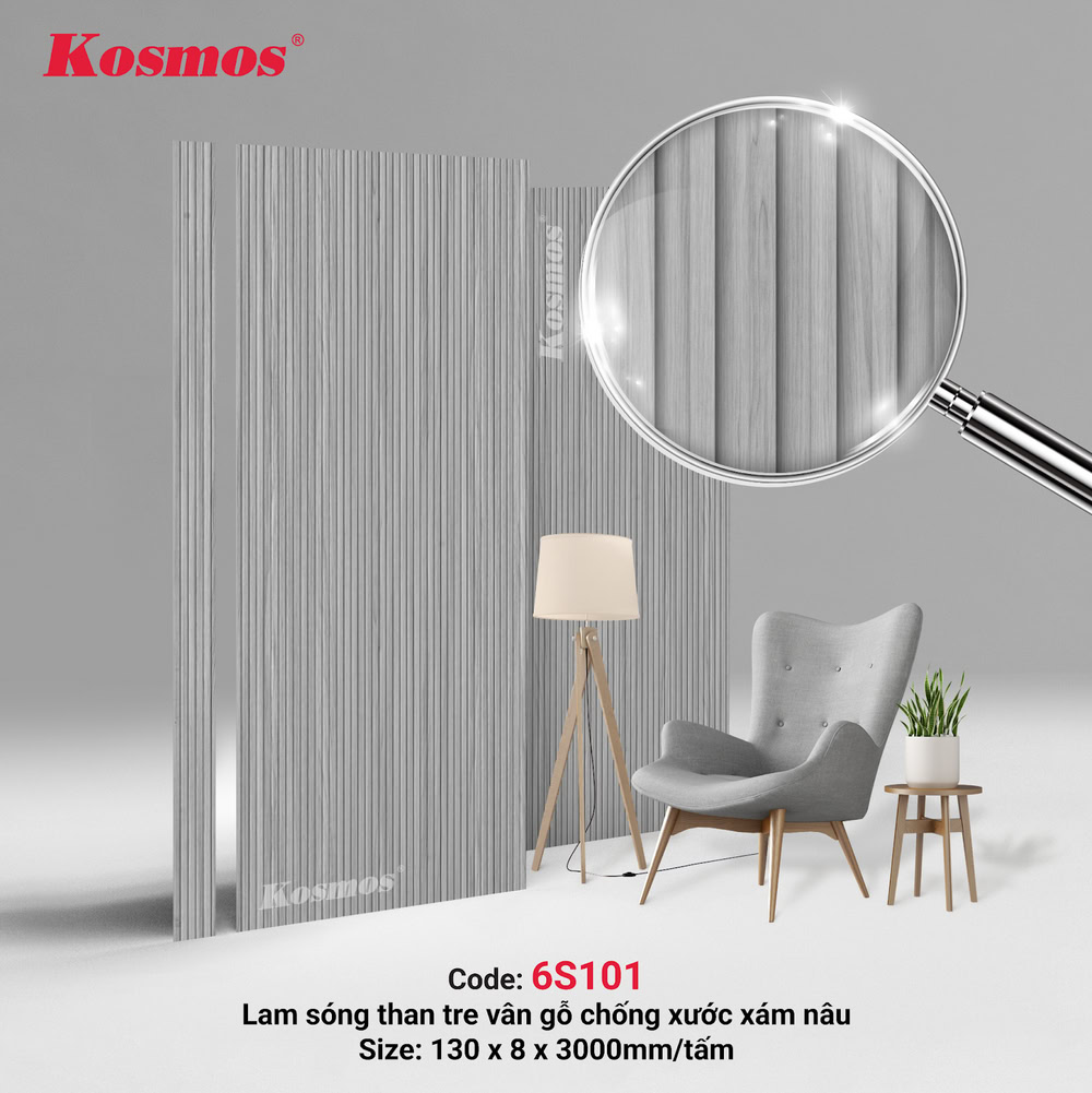 6S101 là lam sóng than tre vân gỗ xám nâu