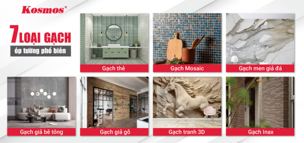 7 dòng gạch ốp tường nhà phổ biến hiện nay