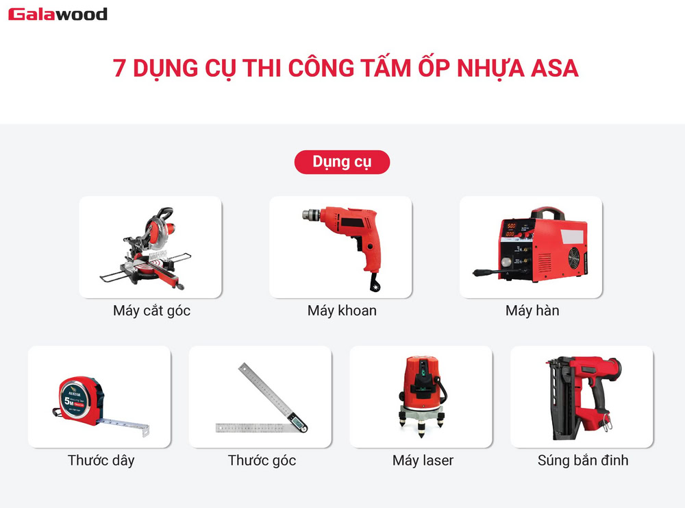 7 dụng cụ thi công lam sóng nhựa ASA