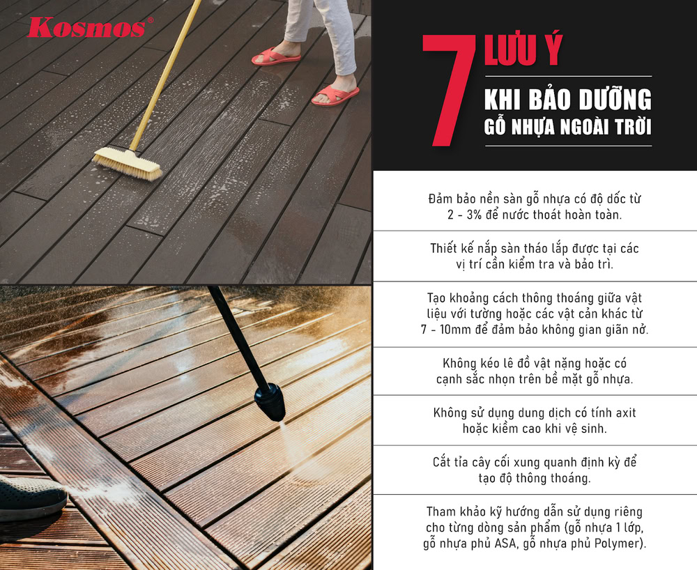 7 lưu ý khi bảo dưỡng gỗ nhựa ngoài trời
