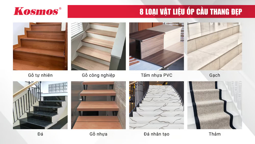 8 loại vật liệu ốp cầu thang, bậc tam cấp đẹp
