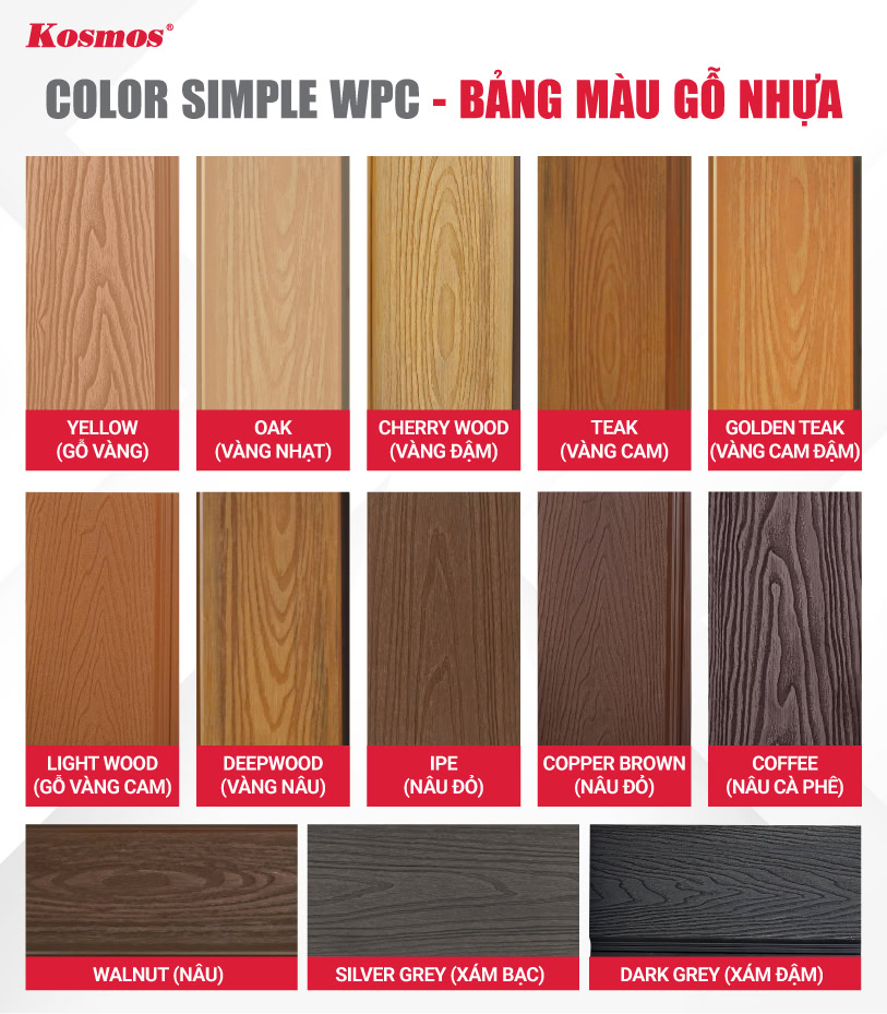 Bảng màu gỗ nhựa ngoài trời