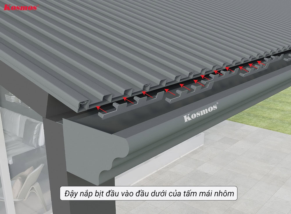 Bịt đầu dưới tấm mái nhôm bằng phụ kiện nắp bịt đầu