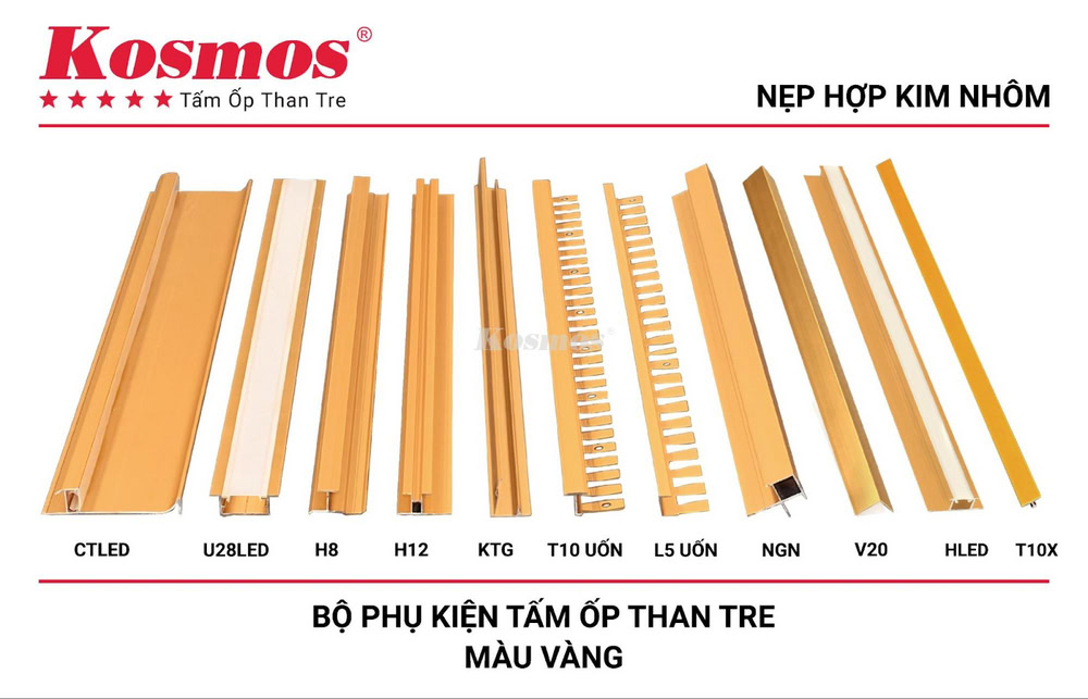 Bộ nẹp hợp kim nhôm tấm ốp than tre Kosmos